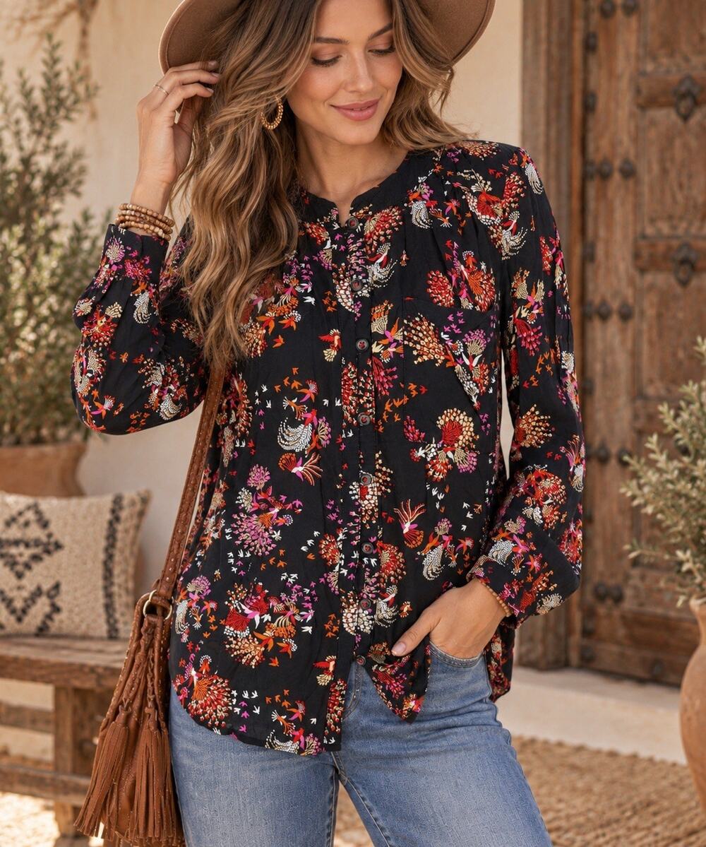 Anthropologie Conversations 28 of 32 Colloquial Floral Button Blouse Boho Size 4